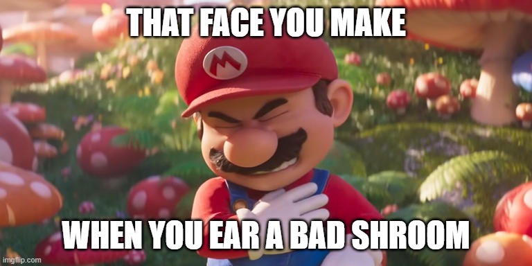 Mario Feels | THAT FACE YOU MAKE; WHEN YOU EAR A BAD SHROOM | image tagged in mario feels,msrio,eats,a,shroom | made w/ Imgflip meme maker