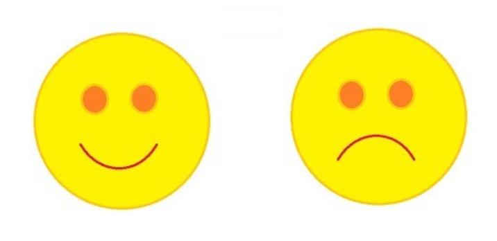 Happy smiley face and sad frowning face Blank Meme Template