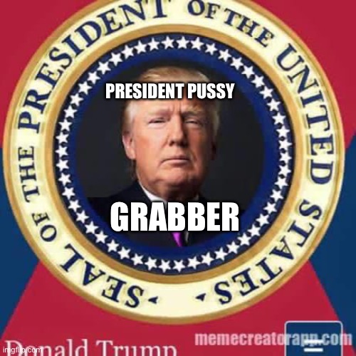 President Trump seal | PRESIDENT PUSSY GRABBER | image tagged in president trump seal | made w/ Imgflip meme maker