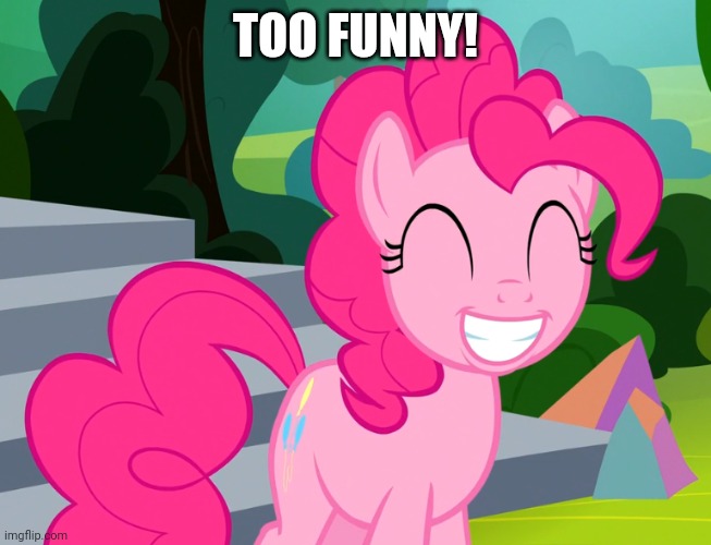 Cute Pinkie Pie (MLP) | TOO FUNNY! | image tagged in cute pinkie pie mlp | made w/ Imgflip meme maker