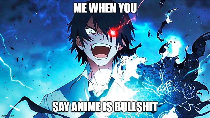 anime | ME WHEN YOU; SAY ANIME IS BULLSHIT | image tagged in anime | made w/ Imgflip meme maker