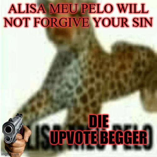 Alisa meu pelo | ALISA MEU PELO WILL NOT FORGIVE YOUR SIN DIE UPVOTE BEGGER | image tagged in alisa meu pelo | made w/ Imgflip meme maker