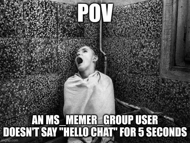 Hello chat | POV; AN MS_MEMER_GROUP USER DOESN'T SAY "HELLO CHAT" FOR 5 SECONDS | image tagged in bpp asylum | made w/ Imgflip meme maker