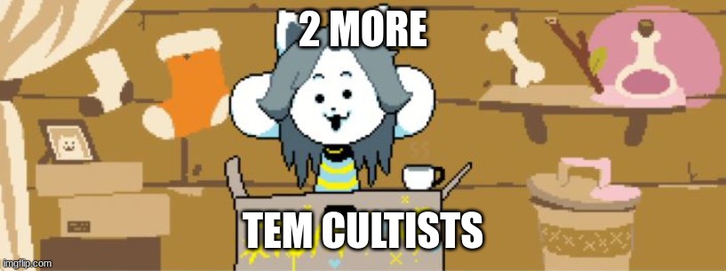 and then we will have 50 TEM CULTISTS | 2 MORE; TEM CULTISTS | image tagged in temmie | made w/ Imgflip meme maker