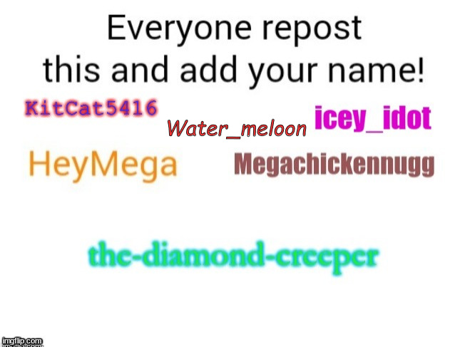 Repost this and add your name | Water_meloon | image tagged in repost | made w/ Imgflip meme maker