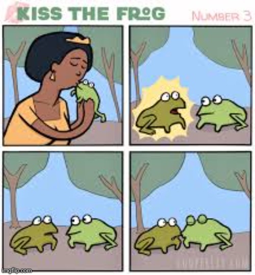 Frog kiss | image tagged in frogs,kiss,frog,kissing,comics,comics/cartoons | made w/ Imgflip meme maker