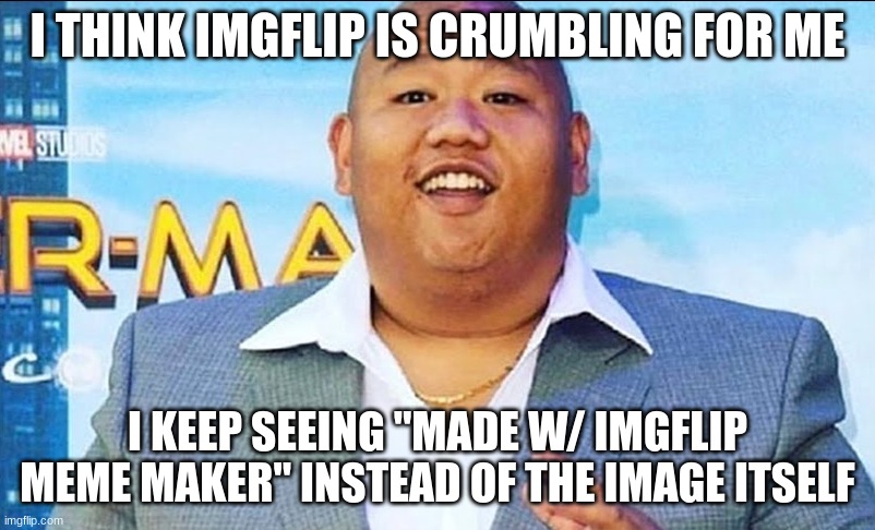 ned leeds | I THINK IMGFLIP IS CRUMBLING FOR ME; I KEEP SEEING "MADE W/ IMGFLIP MEME MAKER" INSTEAD OF THE IMAGE ITSELF | image tagged in ned leeds | made w/ Imgflip meme maker