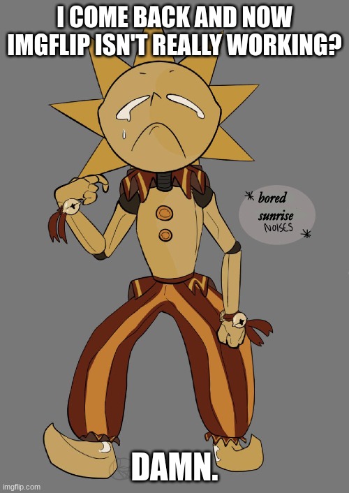 What happened-- | I COME BACK AND NOW IMGFLIP ISN'T REALLY WORKING? DAMN. | made w/ Imgflip meme maker