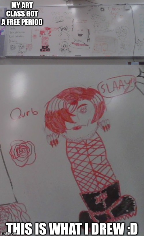 idk what happened this period 0-0 | MY ART CLASS GOT A FREE PERIOD; THIS IS WHAT I DREW :D | image tagged in art,school,art class | made w/ Imgflip meme maker