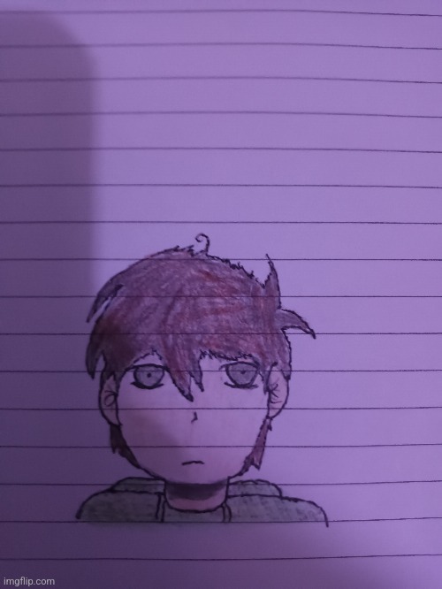 Mokoto Naegi but in the OMORI art style | Accidental drawing of Mokoto by me, but I drew it in the morning. | image tagged in no watermark,i dont add it to irl drawings,cause i forget,i tried to draw omori,also i know your reading these | made w/ Imgflip meme maker