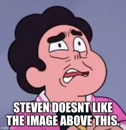 steven | STEVEN DOESNT LIKE THE IMAGE ABOVE THIS. | image tagged in disturbed steven | made w/ Imgflip meme maker