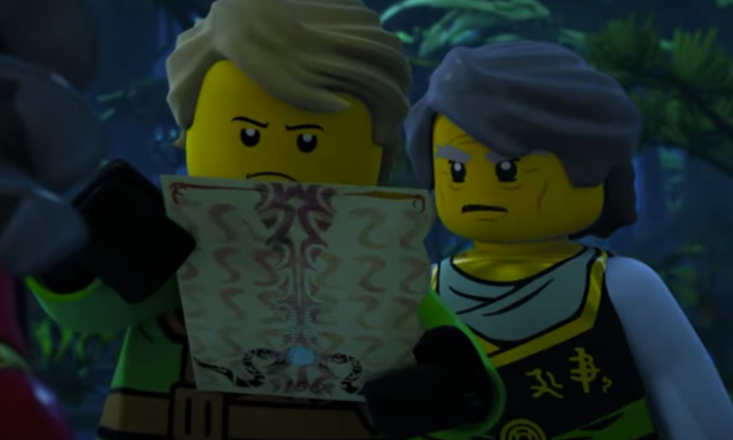 High Quality Lloyd and garmadon looking at paper Blank Meme Template