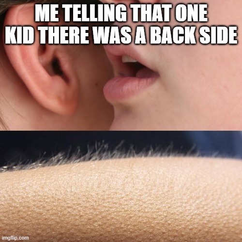 *shivers* | ME TELLING THAT ONE KID THERE WAS A BACK SIDE | image tagged in whisper and goosebumps | made w/ Imgflip meme maker