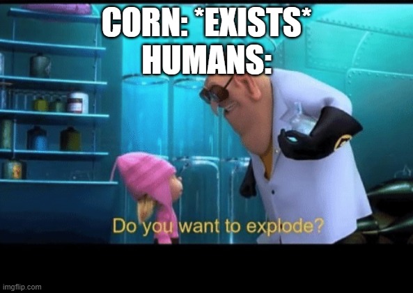 popcorn | CORN: *EXISTS*
HUMANS: | image tagged in do you want to explode,corn,popcorn | made w/ Imgflip meme maker