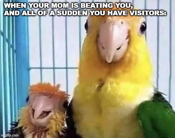 Sometimes the best title is no title | WHEN YOUR MOM IS BEATING YOU, AND ALL OF A SUDDEN YOU HAVE VISITORS: | image tagged in oof | made w/ Imgflip meme maker