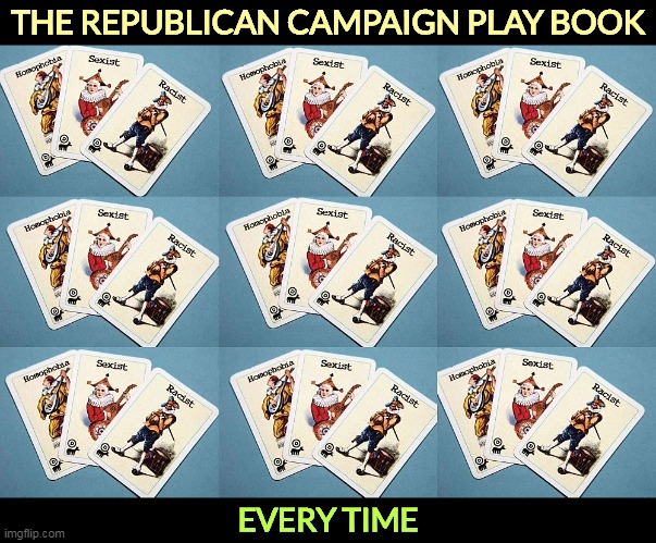 Everywhere | THE REPUBLICAN CAMPAIGN PLAY BOOK; EVERY TIME | image tagged in republicans,racist,sexist,homophobia | made w/ Imgflip meme maker