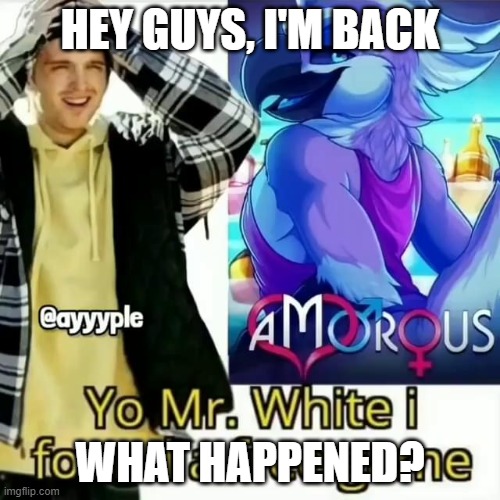 Yo Mr. White i found a free game | HEY GUYS, I'M BACK; WHAT HAPPENED? | made w/ Imgflip meme maker