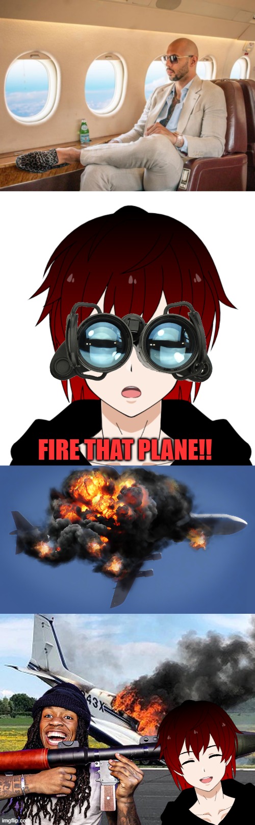 For people who hate Andrew Tate | FIRE THAT PLANE!! | image tagged in andrew tate,dies | made w/ Imgflip meme maker