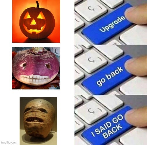 When its too perfect | image tagged in i said go back,halloween,turnip | made w/ Imgflip meme maker