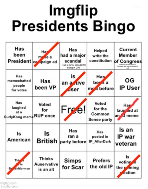 My Bingo Response | image tagged in imgflip,presidents,bingo,response | made w/ Imgflip meme maker