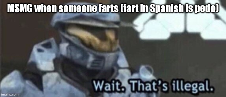 Wait that’s illegal | MSMG when someone farts (fart in Spanish is pedo) | image tagged in wait that s illegal | made w/ Imgflip meme maker