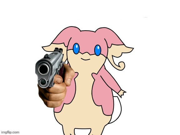 Same image without text | image tagged in audino with a gun no text | made w/ Imgflip meme maker