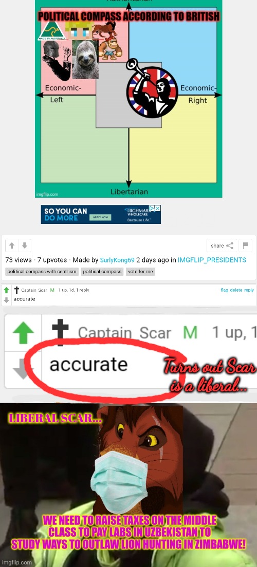 Breaking newws | Turns out Scar is a liberal... LIBERAL SCAR... | image tagged in oh no,scar,is a liberal | made w/ Imgflip meme maker