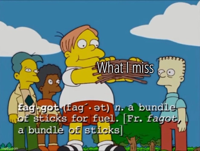 Martin Prince f word | What I miss | image tagged in martin prince f word | made w/ Imgflip meme maker