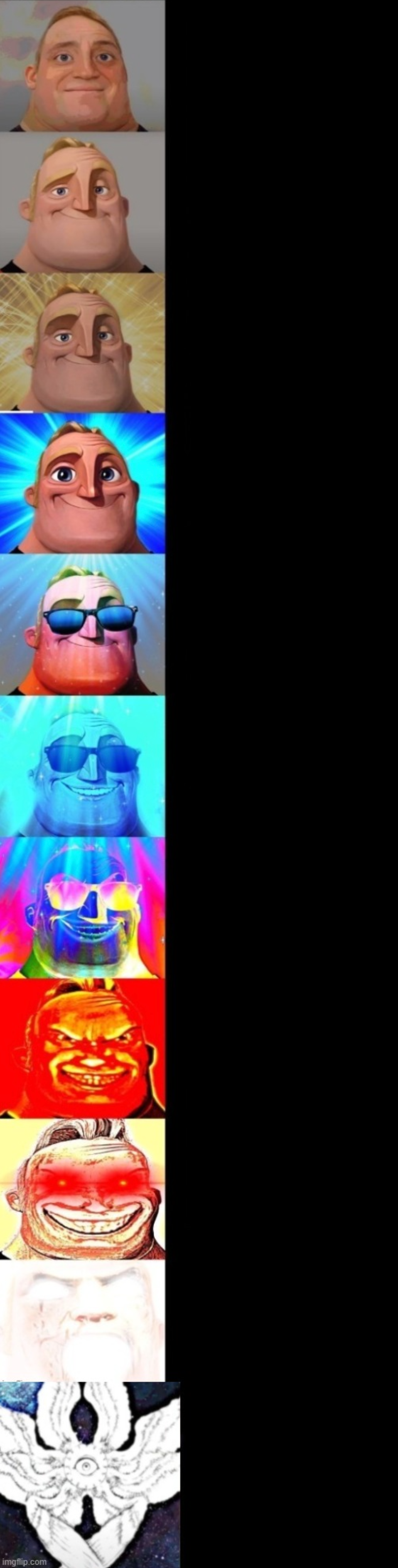 High Quality Mr. Incredible becoming canny - 11 phases Blank Meme Template