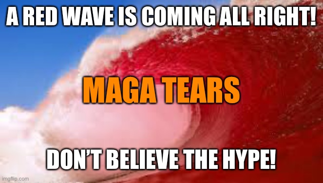 Red Wave | A RED WAVE IS COMING ALL RIGHT! MAGA TEARS; DON’T BELIEVE THE HYPE! | image tagged in red wave | made w/ Imgflip meme maker