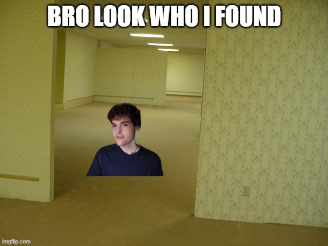 He won't leave me alone | BRO LOOK WHO I FOUND | image tagged in the backrooms | made w/ Imgflip meme maker
