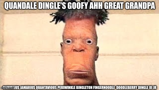 fun | QUANDALE DINGLE'S GOOFY AHH GREAT GRANDPA; CORNELIUS JAMARIUS QUANTAVIOUS PERIWINKLE BINGLETON FINGERNOODLE  DOODLEBERRY DINGLE III JR | image tagged in funny | made w/ Imgflip meme maker