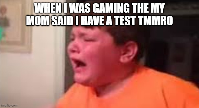 WHEN I WAS GAMING THE MY MOM SAID I HAVE A TEST TMMRO | image tagged in me irl | made w/ Imgflip meme maker