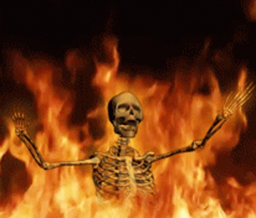 High Quality Skeleton Burning In Hell Blank Meme Template