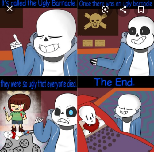 more shitposts | image tagged in sans,papyrus,chara,bedtime story | made w/ Imgflip meme maker