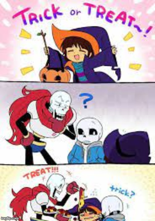 HAPPY HALLOWEEN EVERYONE! | image tagged in sans,happy halloween,papyrus,frisk | made w/ Imgflip meme maker