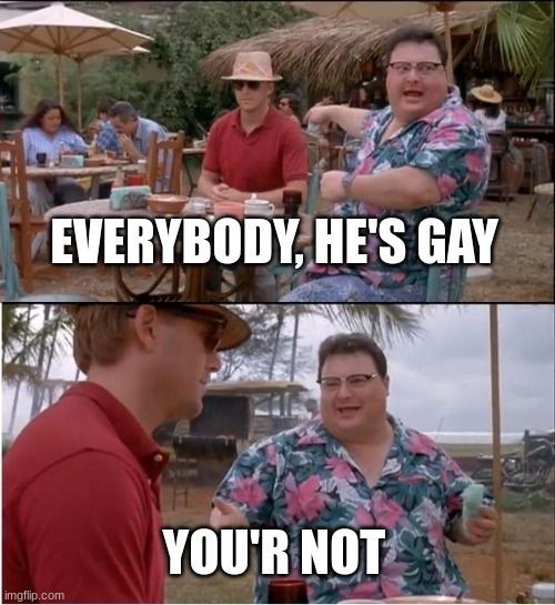 See Nobody Cares | EVERYBODY, HE'S GAY; YOU'R NOT | image tagged in memes,see nobody cares | made w/ Imgflip meme maker