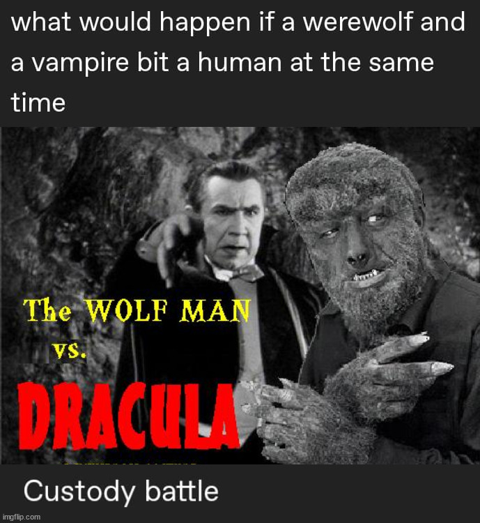image tagged in halloween,dracula,wolfman | made w/ Imgflip meme maker