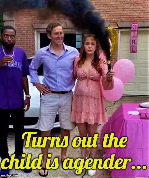 Don't label me! | Turns out the child is agender... | image tagged in gender reveal party,identity,diversity | made w/ Imgflip meme maker