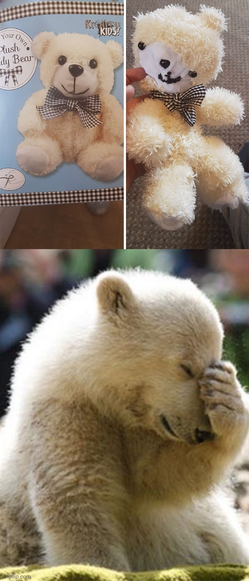 Stuffed Bear failure | image tagged in memes,facepalm bear,you had one job,stuffed bear,bear,bears | made w/ Imgflip meme maker