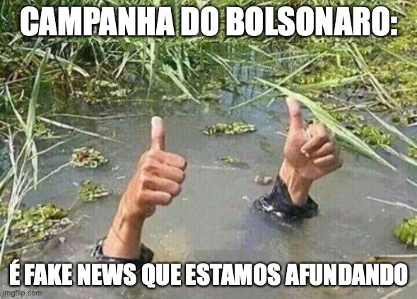 Campanha Bolsonaro | CAMPANHA DO BOLSONARO:; É FAKE NEWS QUE ESTAMOS AFUNDANDO | image tagged in bolsonaro,campanha,direita,brasil,miliciano,2022 | made w/ Imgflip meme maker