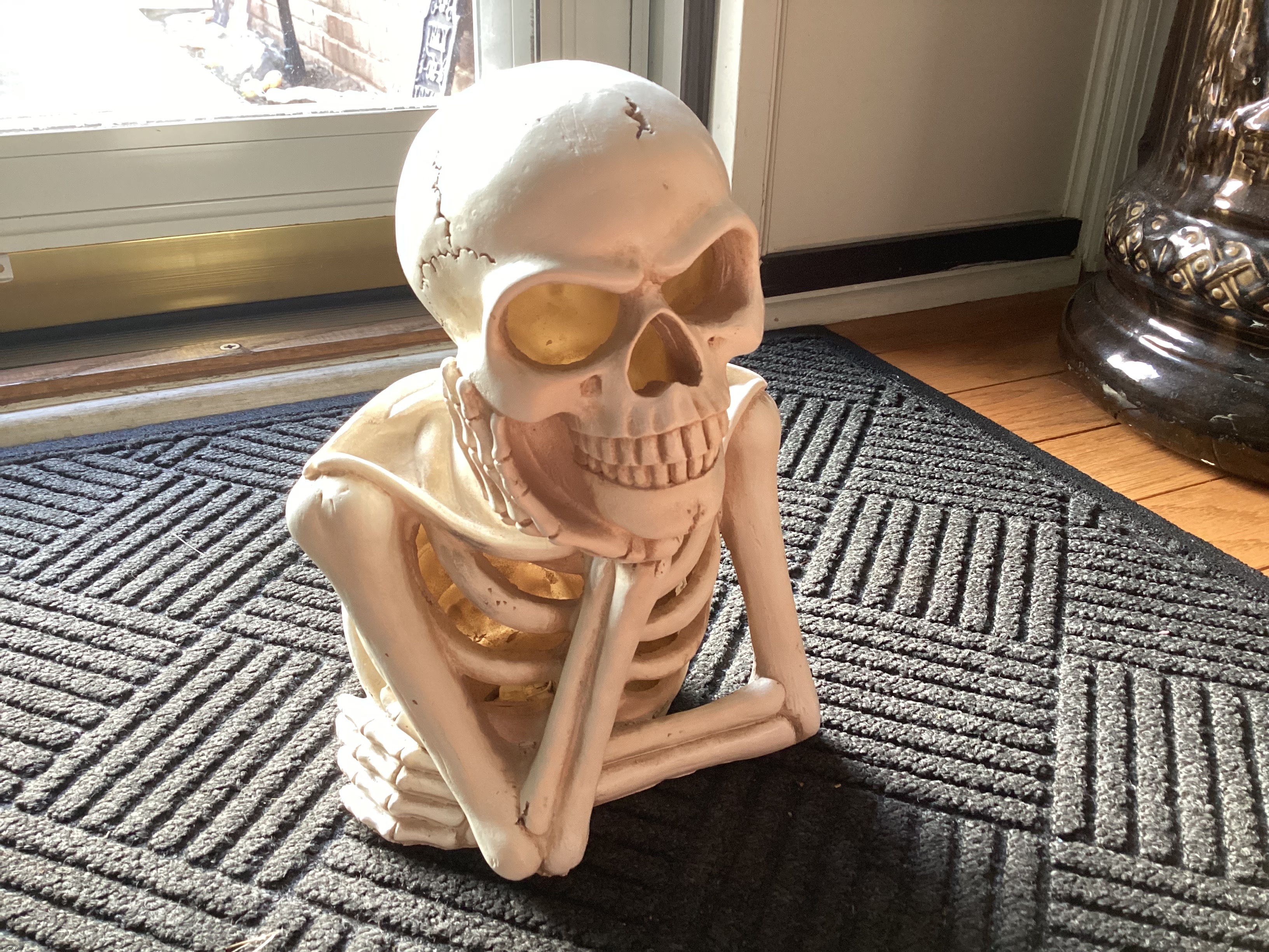 I have this skeleton statue that has led lights inside of it | image tagged in share your own photos | made w/ Imgflip meme maker