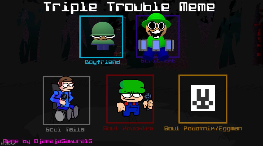 no rest for you | image tagged in fnf triple trouble template,bandu,bambi,dave,brob | made w/ Imgflip meme maker