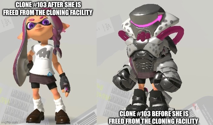 Clone #103 | CLONE #103 AFTER SHE IS FREED FROM THE CLONING FACILITY; CLONE #103 BEFORE SHE IS FREED FROM THE CLONING FACILITY | made w/ Imgflip meme maker