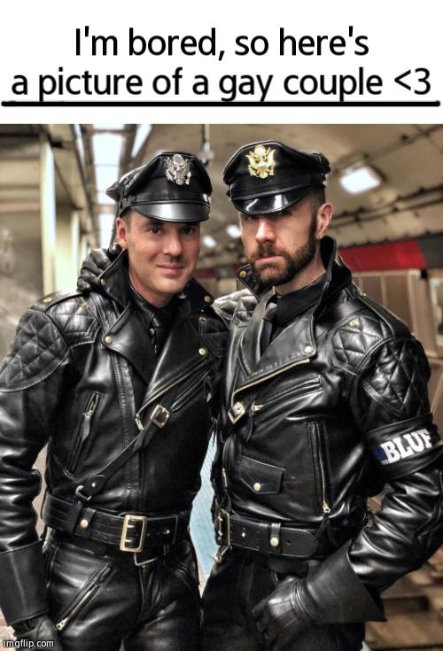 Mmmmmmmm... | I'm bored, so here's a picture of a gay couple <3 | image tagged in leathermen,lgbtq,gay couple,memes | made w/ Imgflip meme maker