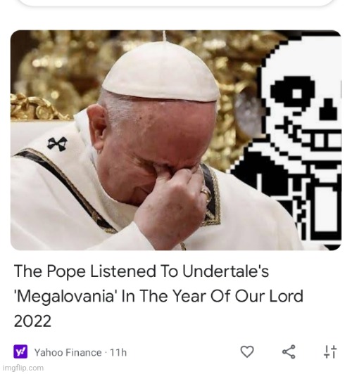 Pope and sans | image tagged in pope and sans | made w/ Imgflip meme maker