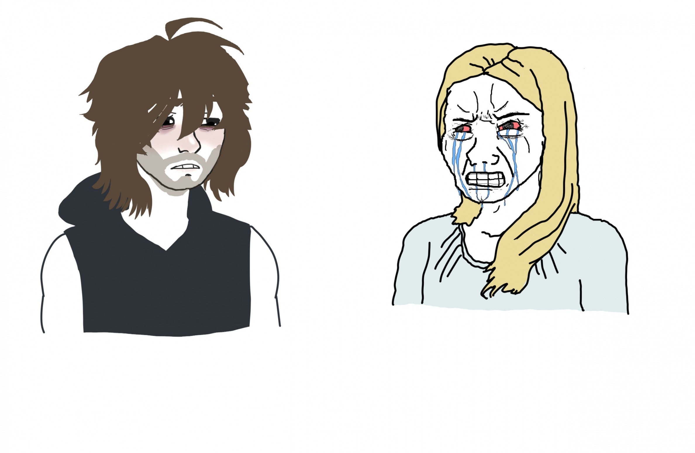 Doomer girl vs. crying wojak Blank Template - Imgflip