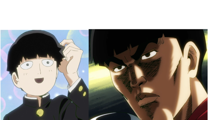 Virgin vs Chad but with Mob Psycho Anime Blank Meme Template