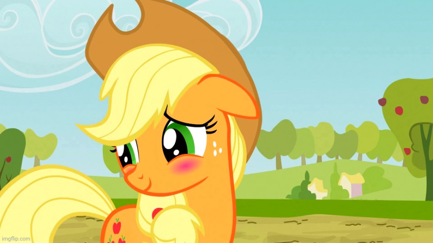 Blushed Applejack (MLP) | image tagged in blushed applejack mlp | made w/ Imgflip meme maker