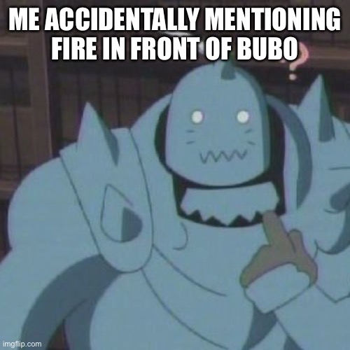 ME ACCIDENTALLY MENTIONING FIRE IN FRONT OF BUBO | made w/ Imgflip meme maker